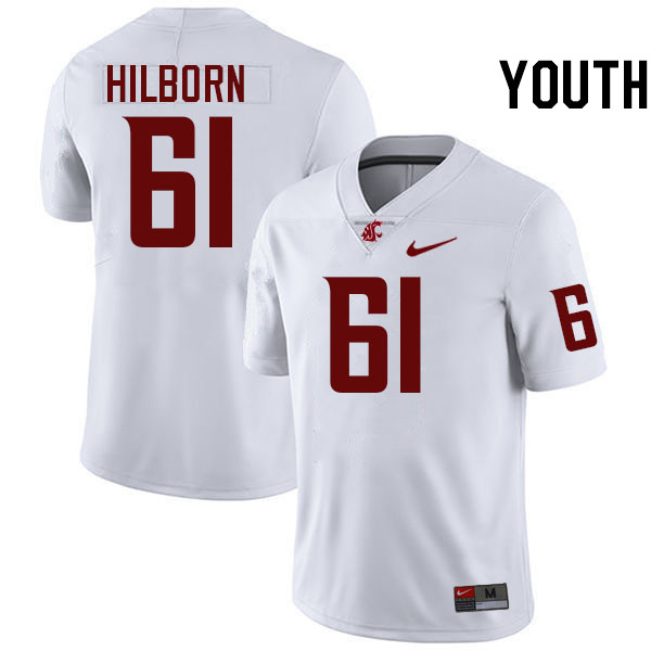 Youth #61 Christian Hilborn Washington State Cougars College Football Jerseys Stitched-White